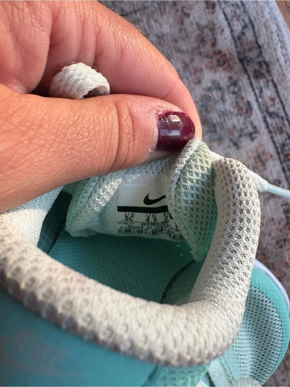 5C Toddler Nike Air Kids Mint Green Mesh Lace Up Sneakers